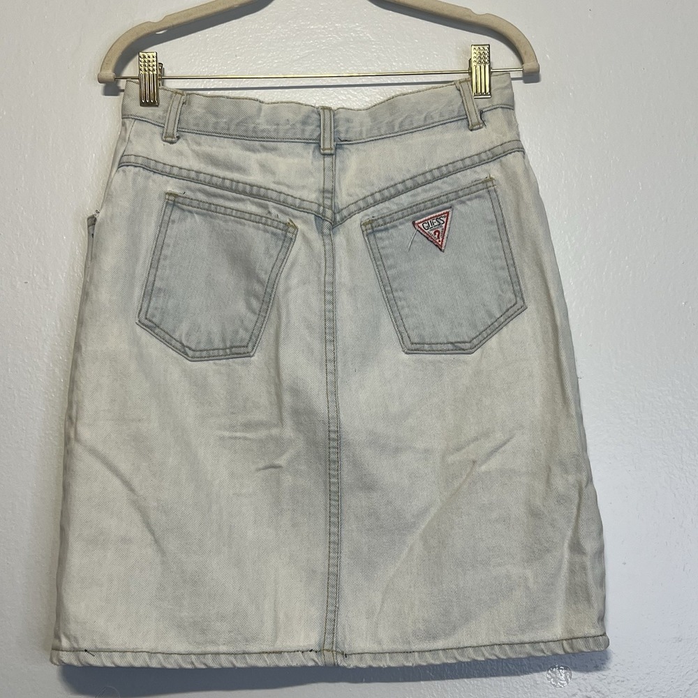 Vintage 90s‎ GUESS USA High Waisted Light Denim Jean Mini Skirt  size 31